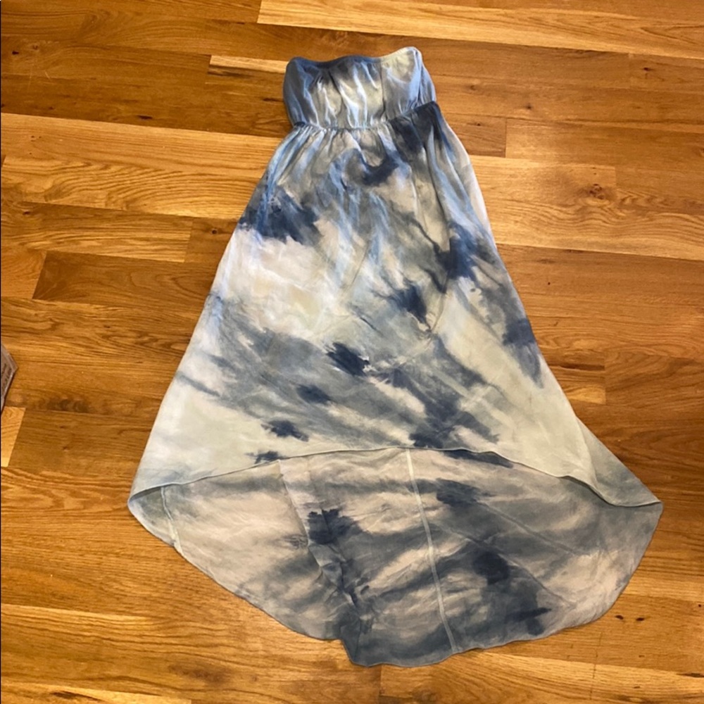 Strapless Tie Dye High-Low Maxi Dress